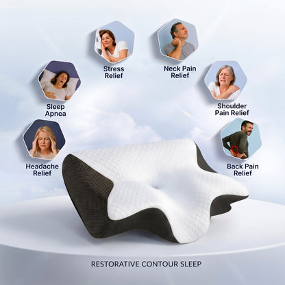Zeenwaves Butterfly Memory Foam Neck Pillow — Ergonomic Cervical Support & Pressure Relief