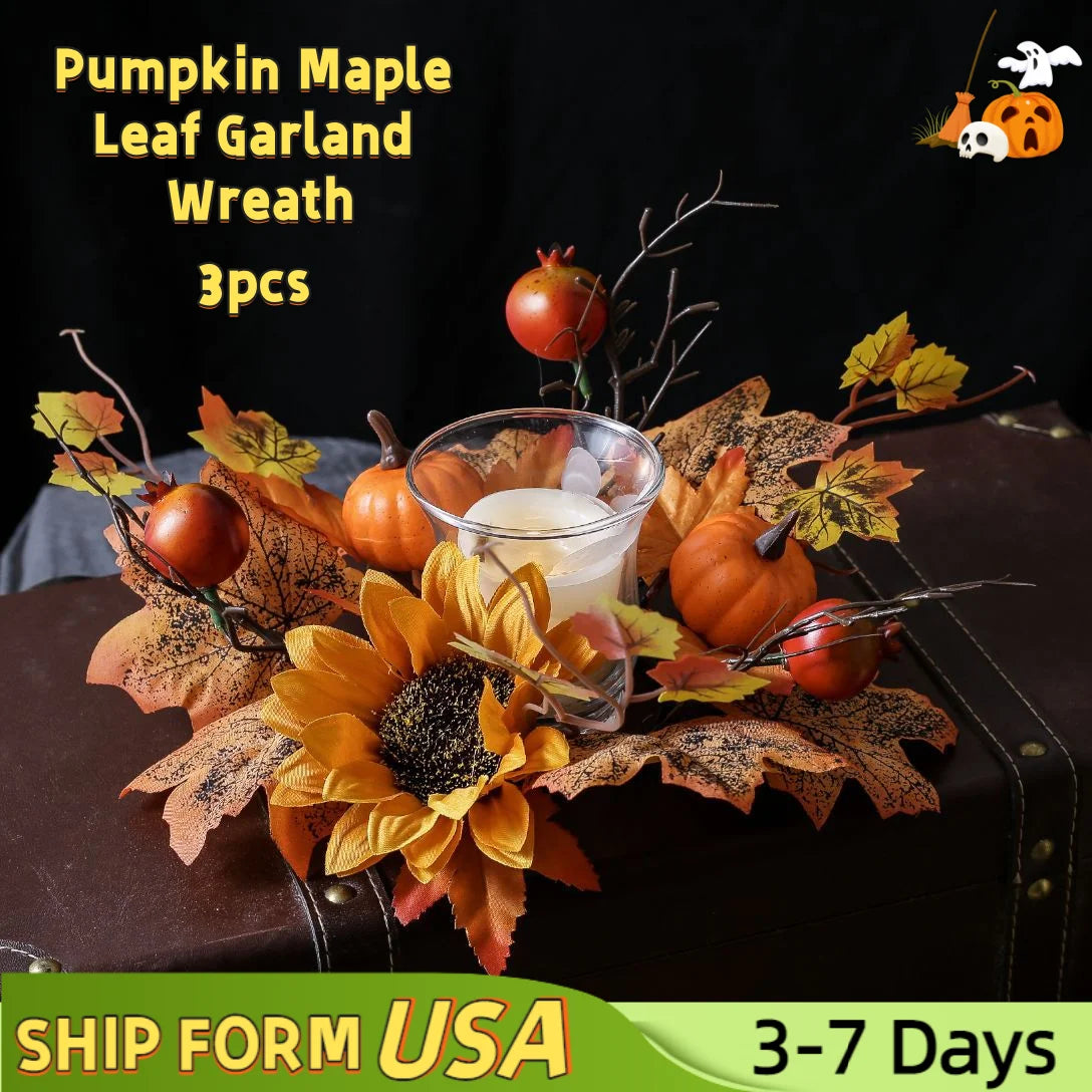 Pumpkin & Sunflower Fall Decorative Wreath