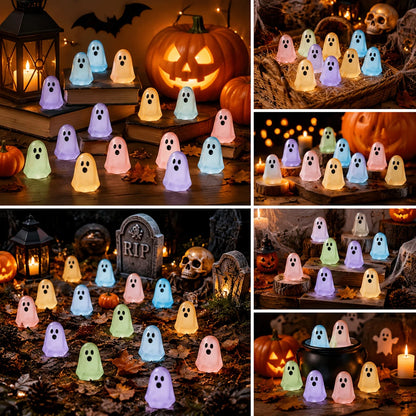 Glow-in-the-Dark Mini Ghost Ornaments, Set of 5