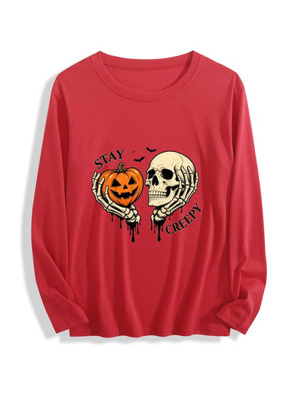Halloween Ghost Print Long Sleeve Unisex T-Shirt