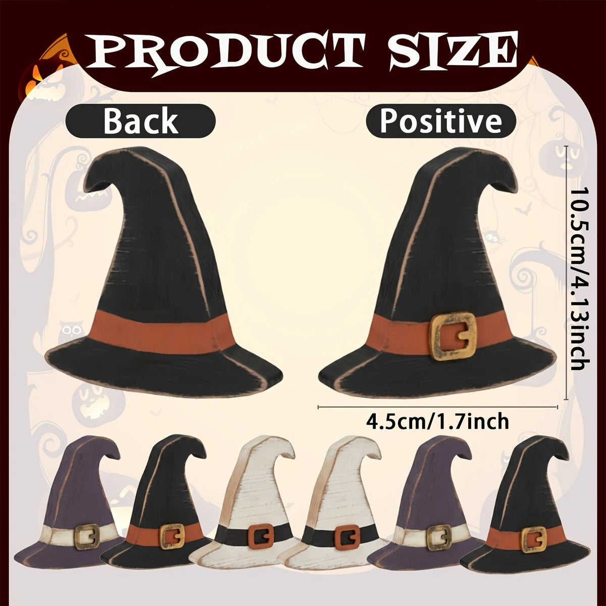 Rustic Wooden Witch Hat Table Centerpieces, Set of 6