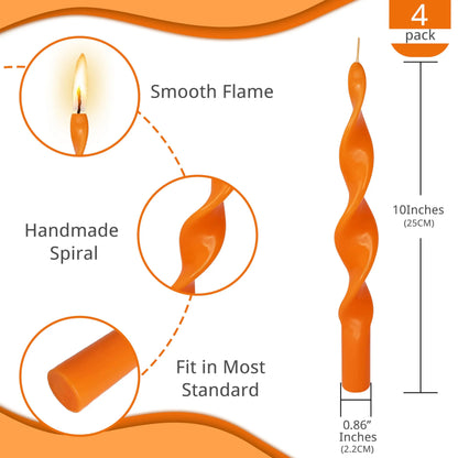 Spiral Halloween Taper Candles 10in, Set of 4