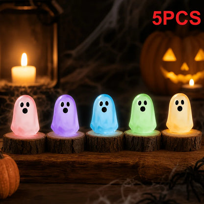 Glow-in-the-Dark Mini Ghost Ornaments, Set of 5