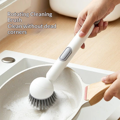 Refillable Rotating Dish Brush — Non-Scratch Kitchen Cleaner