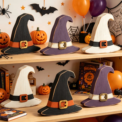 Rustic Wooden Witch Hat Table Centerpieces, Set of 6