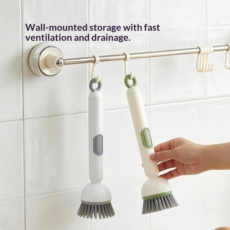 Refillable Rotating Dish Brush — Non-Scratch Kitchen Cleaner