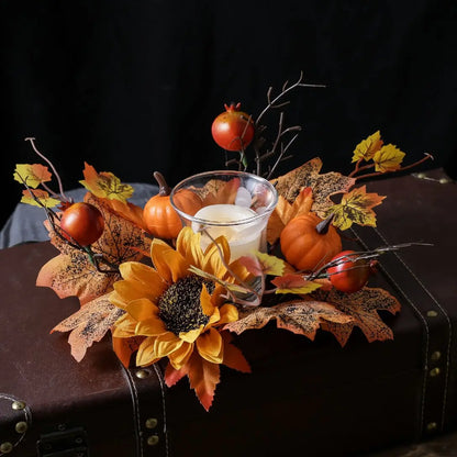Pumpkin & Sunflower Fall Decorative Wreath