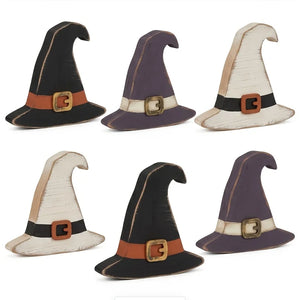 Rustic Wooden Witch Hat Table Centerpieces, Set of 6