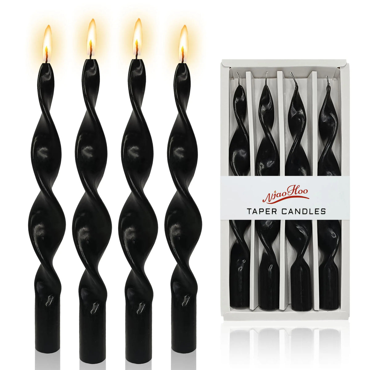Spiral Halloween Taper Candles 10in, Set of 4